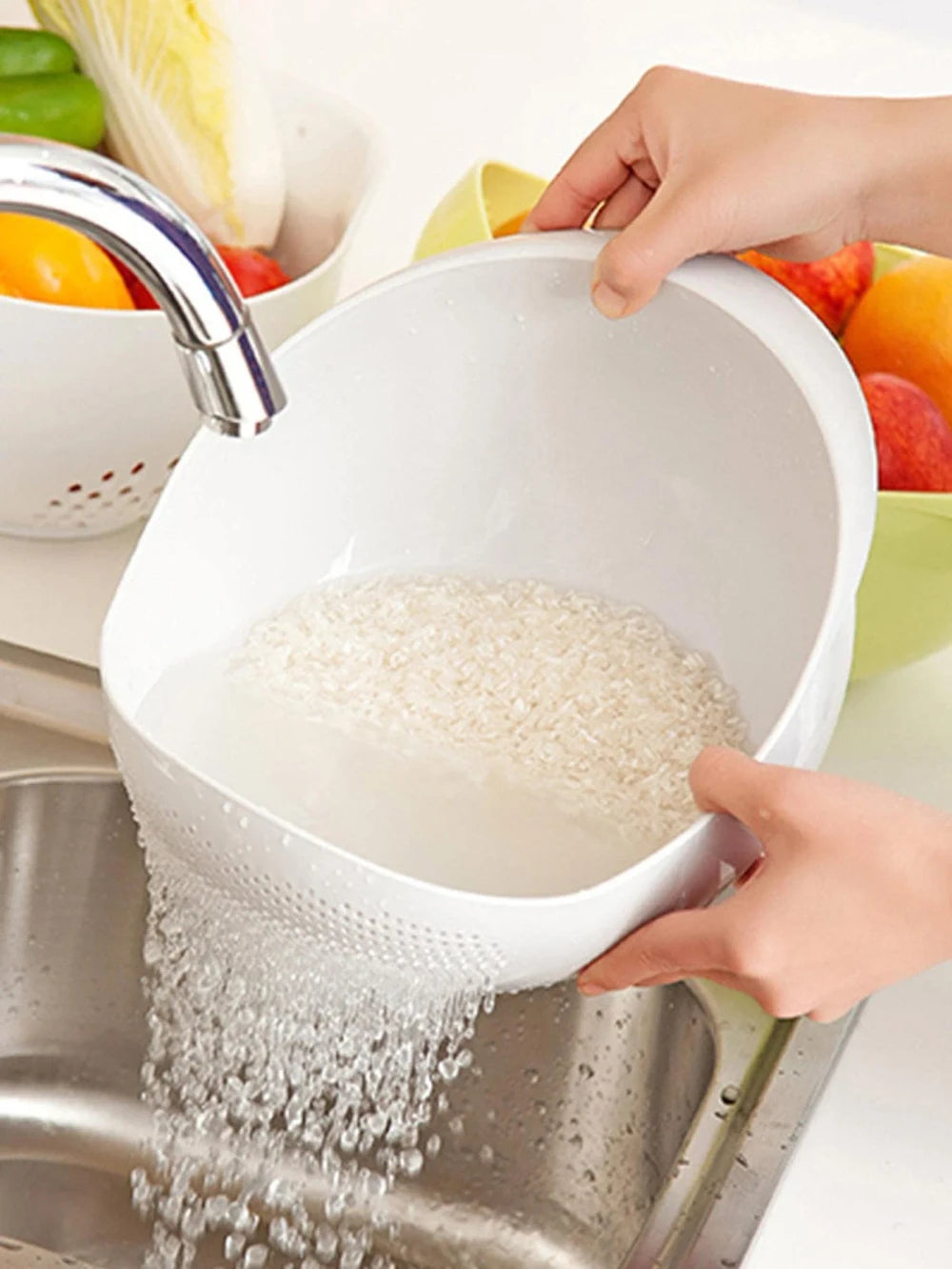 Rice and Vegetable Washing Drain Bowl