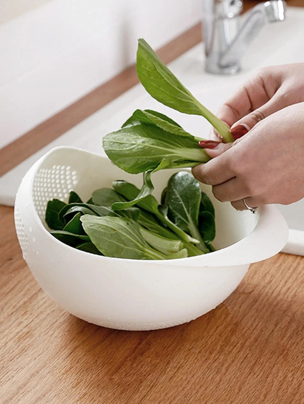 Rice and Vegetable Washing Drain Bowl