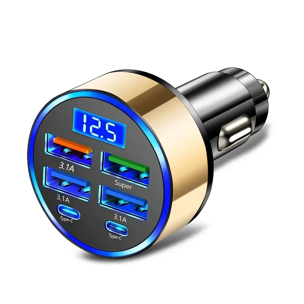 KOVISY 6-in-1 Multi-Port Car Charger