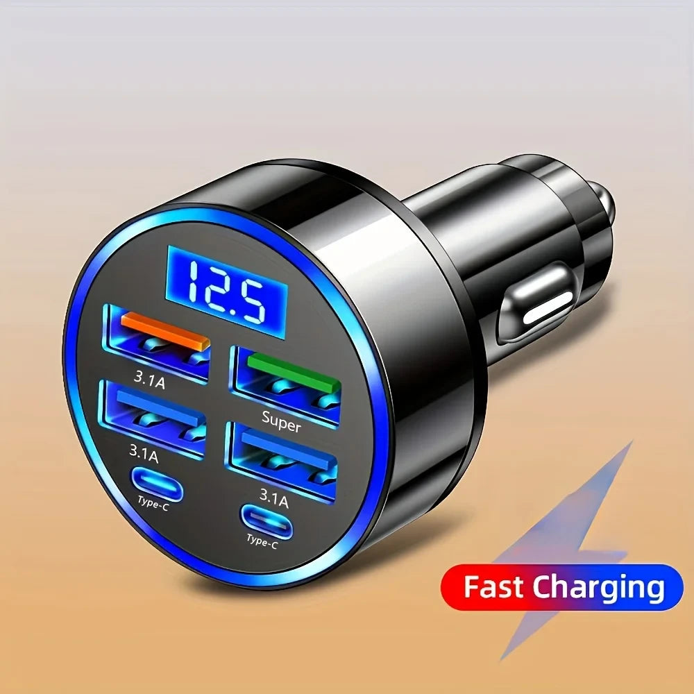 KOVISY 6-in-1 Multi-Port Car Charger