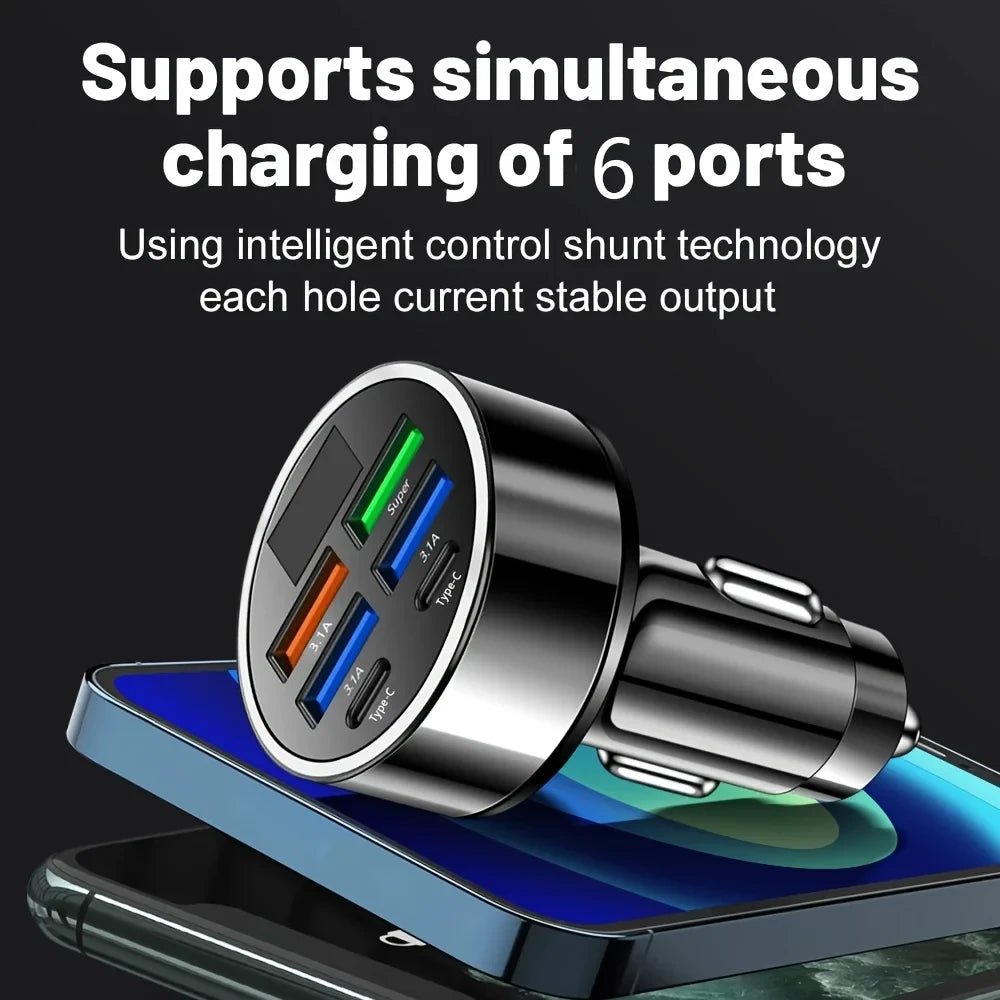 KOVISY 6-in-1 Multi-Port Car Charger