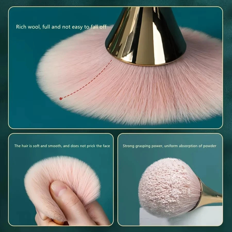 Rose Gold Fan Makeup Brush