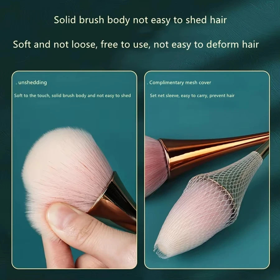 Rose Gold Fan Makeup Brush